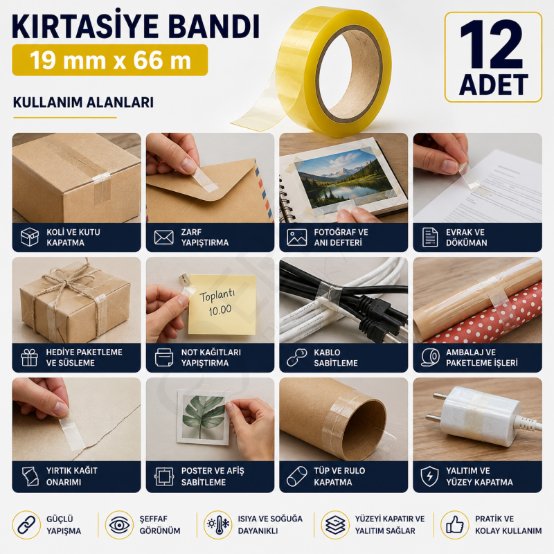 Kırtasiye Bandı 19 mm x 66 m