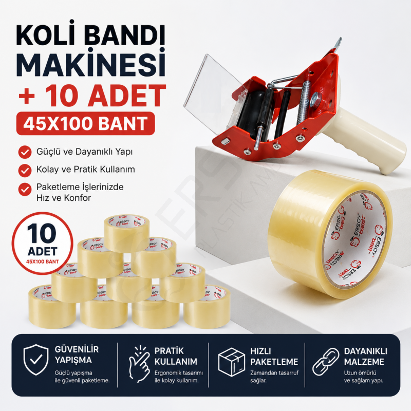 Yaylı Koli Bant Makinesi + 10 Adet 45x100 Bant