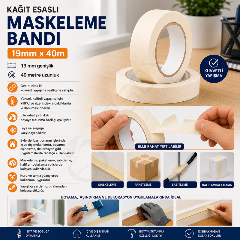 Maskeleme Bandı 19mm x 40m