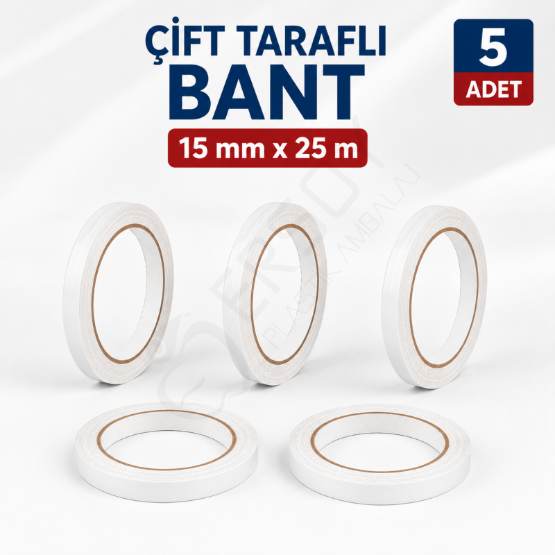 Çift Taraflı Bant 15 mm x 25 m