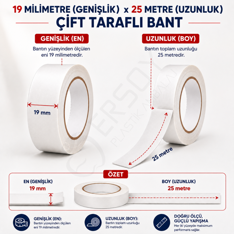 Çift Taraflı Bant 19 mm x 25 m