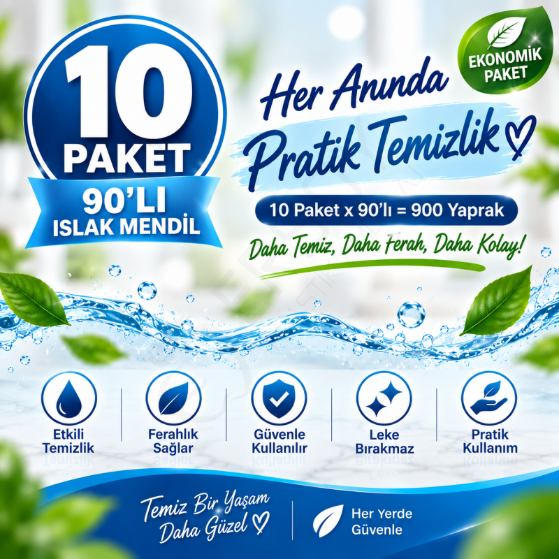 Aroma Terapi Kokulu Islak Mendil 90'lı 10 Paket