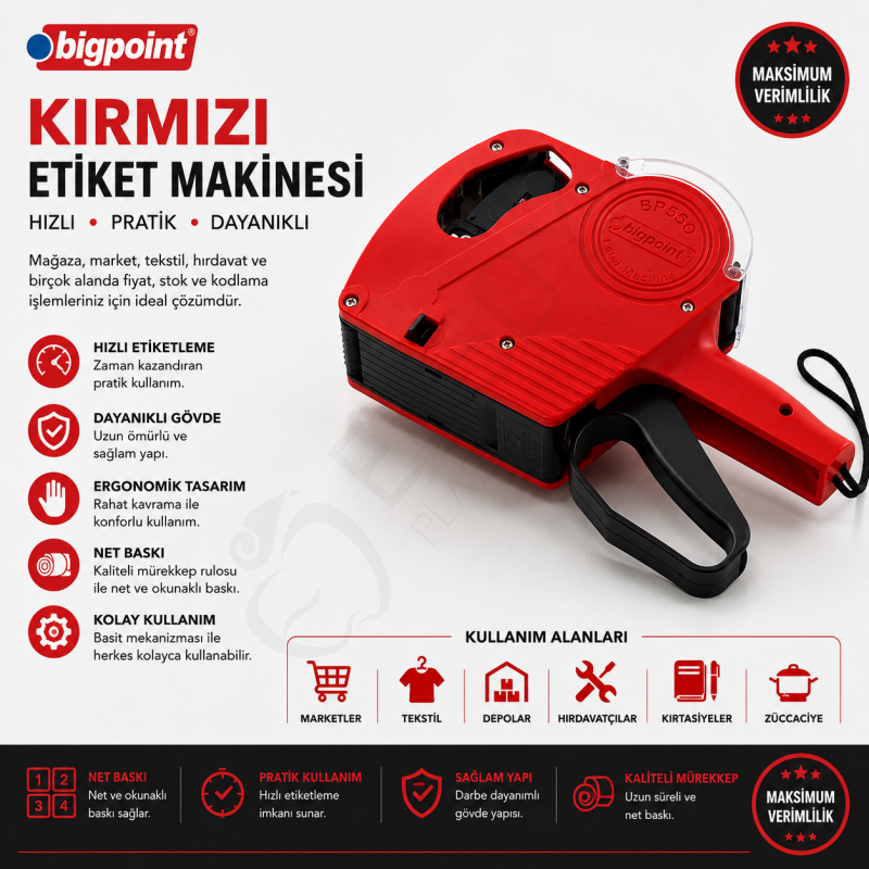 Motex Etiket Makinesi (Kırmızı)