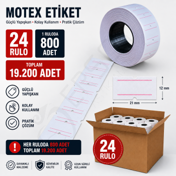 Motex Etiket Beyaz 24 Rulo