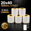 Termal Etiket 20 mm x 40 mm 5 Rulo