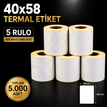 Termal Etiket 40 mm x 58 mm 5 Rulo