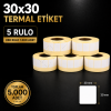 Termal Etiket 30 mm x 30 mm 5 Rulo