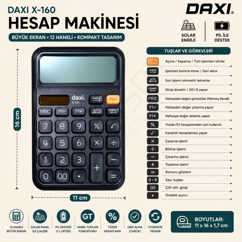Daxi X-160 Hesap Makinesi