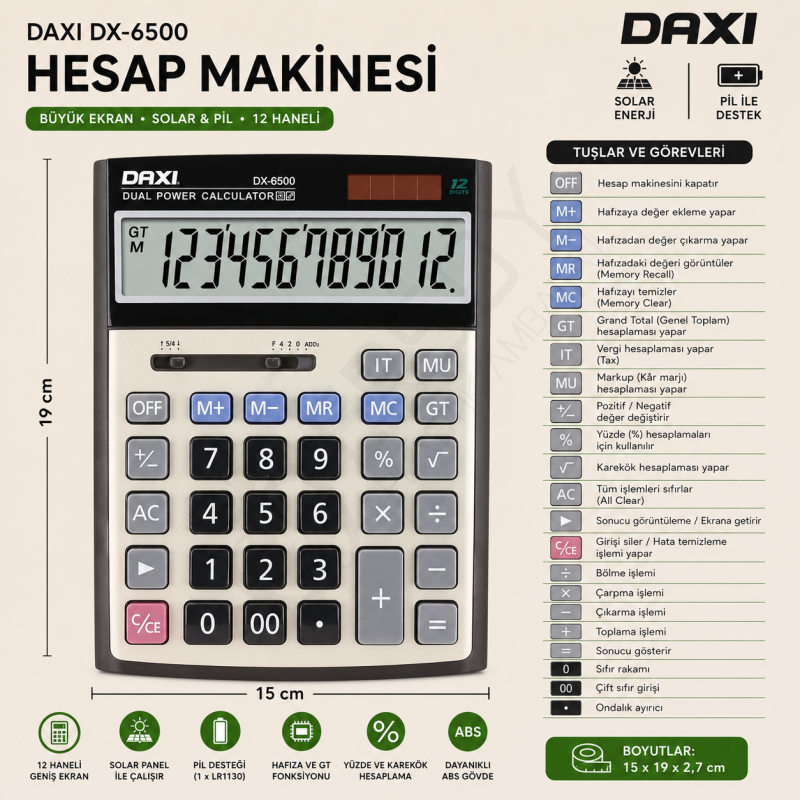 Daxi DX-6500 Hesap Makinesi