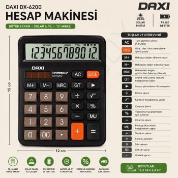 Daxi DX-6200 Hesap Makinesi Siyah