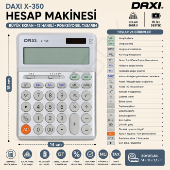 Daxi X-350 B Hesap Makinesi Beyaz