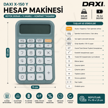 Daxi X-150 Y Hesap Makinesi Yeşil