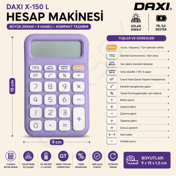 Daxi X-150 L Hesap Makinesi Lila