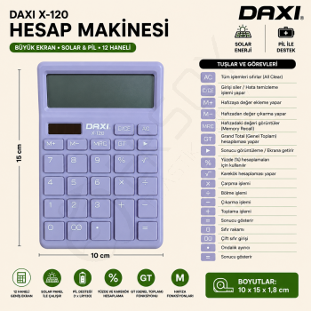Daxi X-120 L Hesap Makinesi Lila