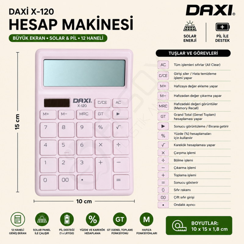 Daxi X-120 B Hesap Makinesi Beyaz