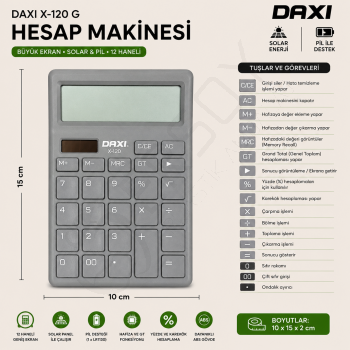 Daxi X-120 G Hesap Makinesi Gri