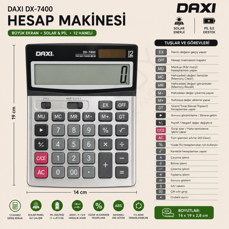 Daxi DX-7400 Hesap Makinesi