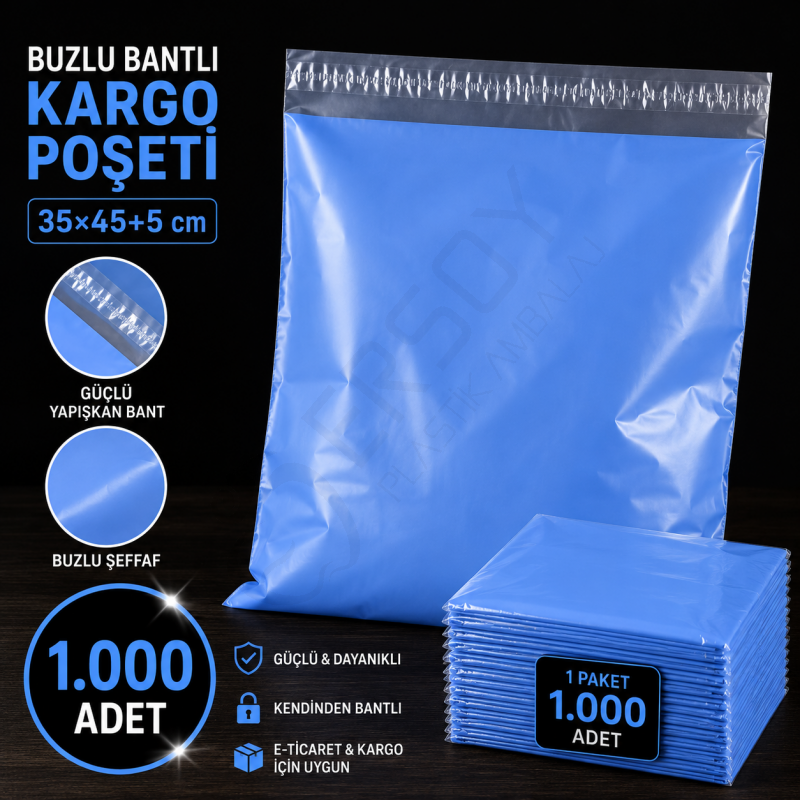 35x50 Kargo Poşeti Mavi 1.000 Adet