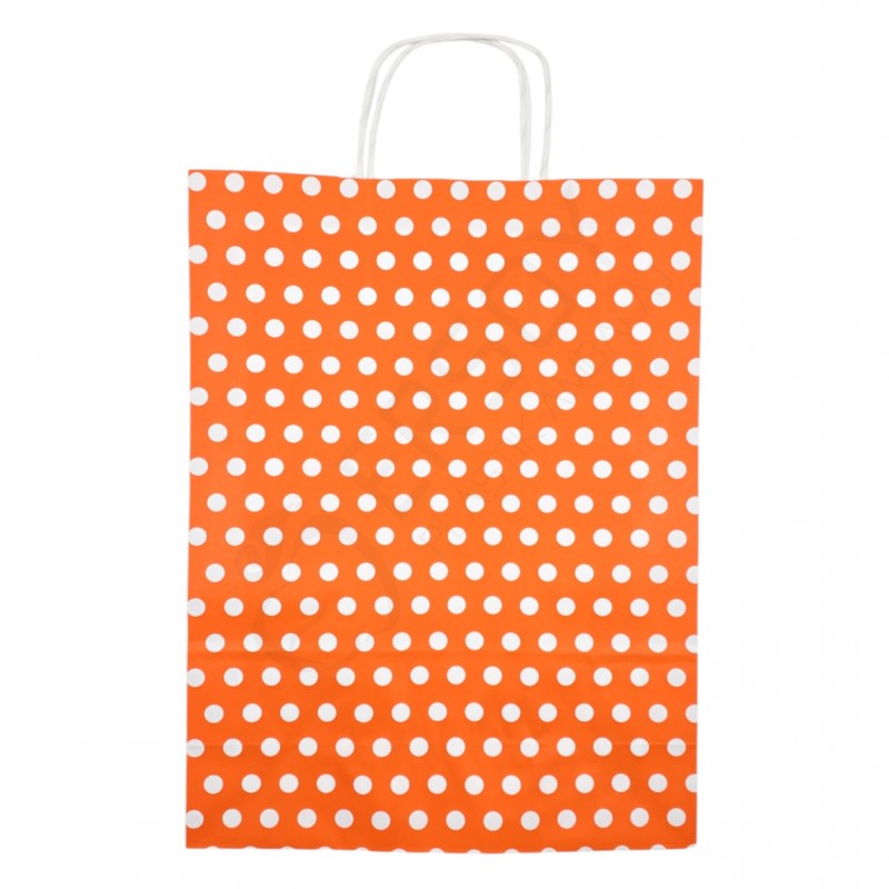 31*41+12 Kağıt Çanta Turuncu Beyaz Puantiyeli