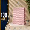31x41+12 Kağıt Çanta Pembe Beyaz Puantiyeli 100 Adet