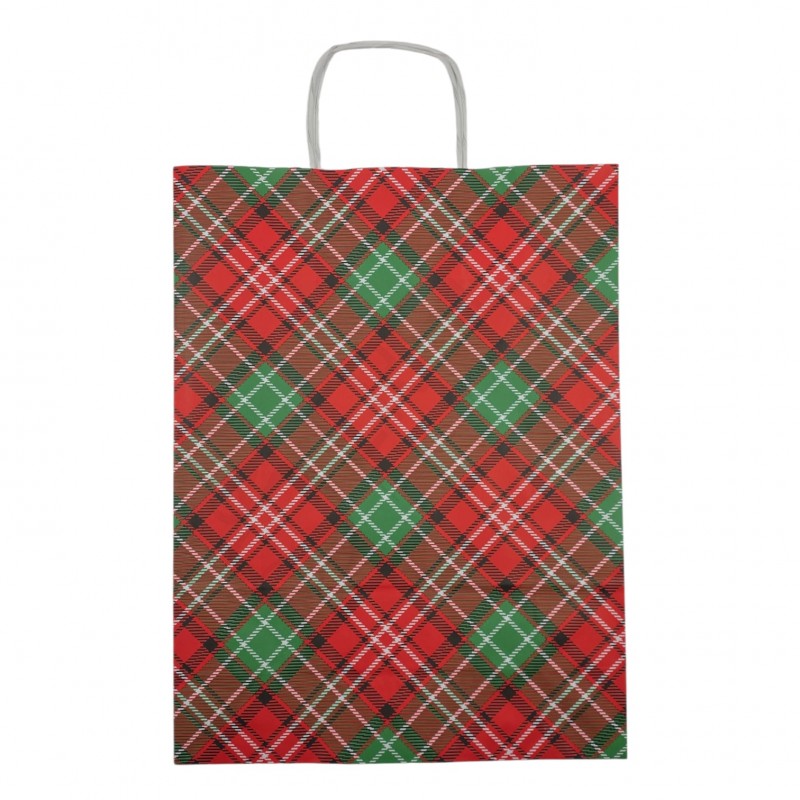31*41+12 Kağıt Çanta Ekose Baskılı