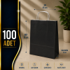 25x31+12 Kağıt Çanta Siyah Renk 100 Adet