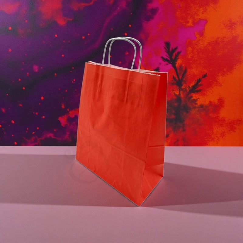 25x31+12 Kağıt Çanta Kırmızı Renk