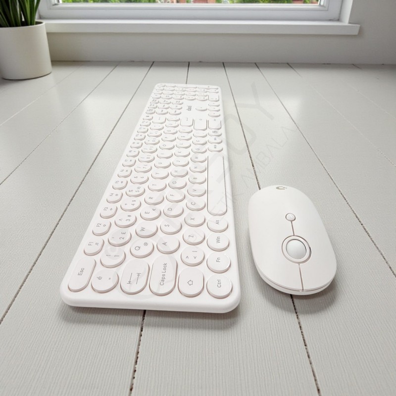 Daxi MK250 Elegance Combo Full-Sıze 2.4GHz Wıreless Keyboard & Mouse Beyaz