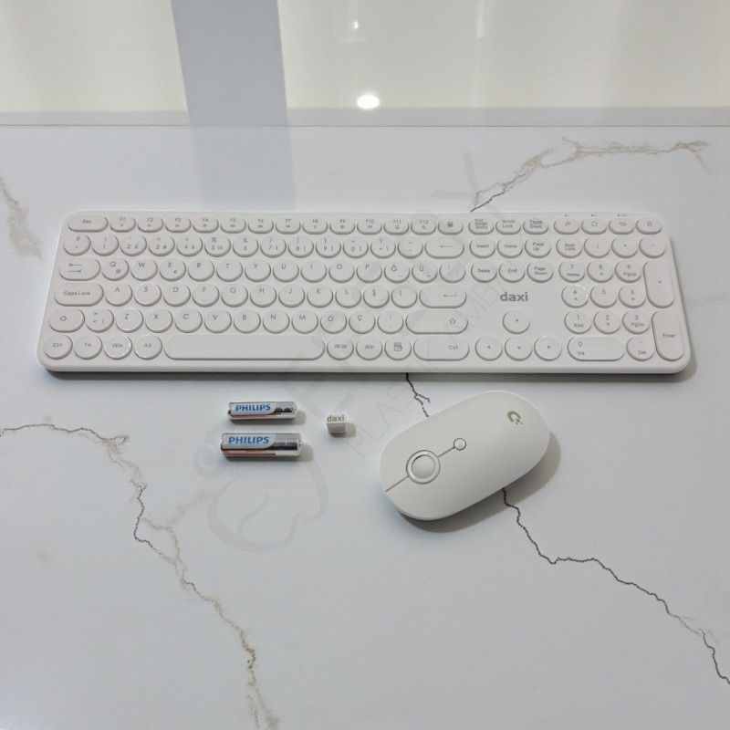 Daxi MK250 Elegance Combo Full-Sıze 2.4GHz Wıreless Keyboard & Mouse Beyaz