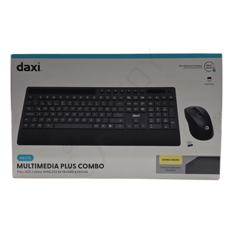 Daxi MK270 Multımedıa Plus Combo Full-Sıze 2.4GHz Wıreless Keyboard & Mouse