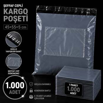 45x60 Kargo Poşeti Cepli Gri 1.000 Adet