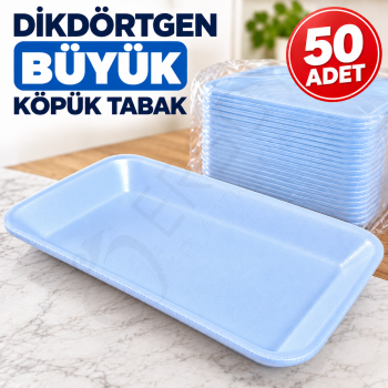 Dikdörtgen Büyük Köpük Tabak 50 Adet