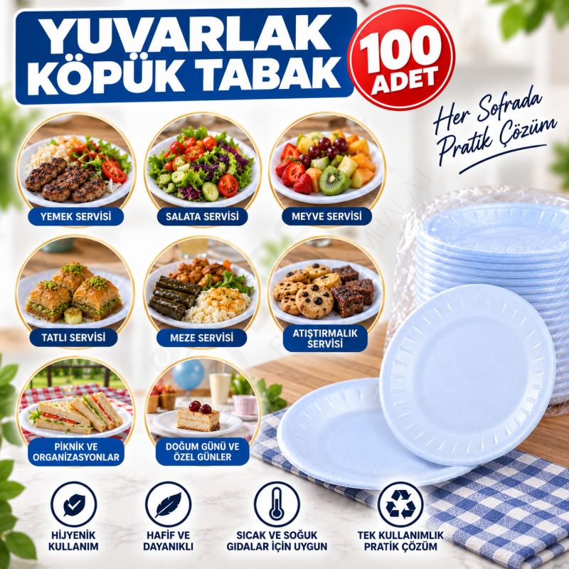 Yuvarlak Küçük Köpük Tabak 100 Adet