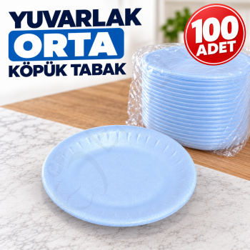 Yuvarlak Orta Köpük Tabak 100 Adet