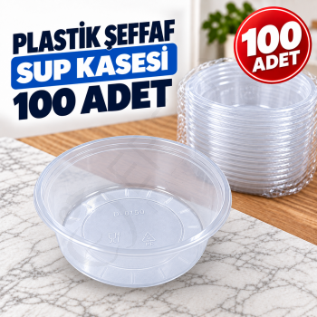 Plastik Şeffaf Sup Kasesi 100 Adet