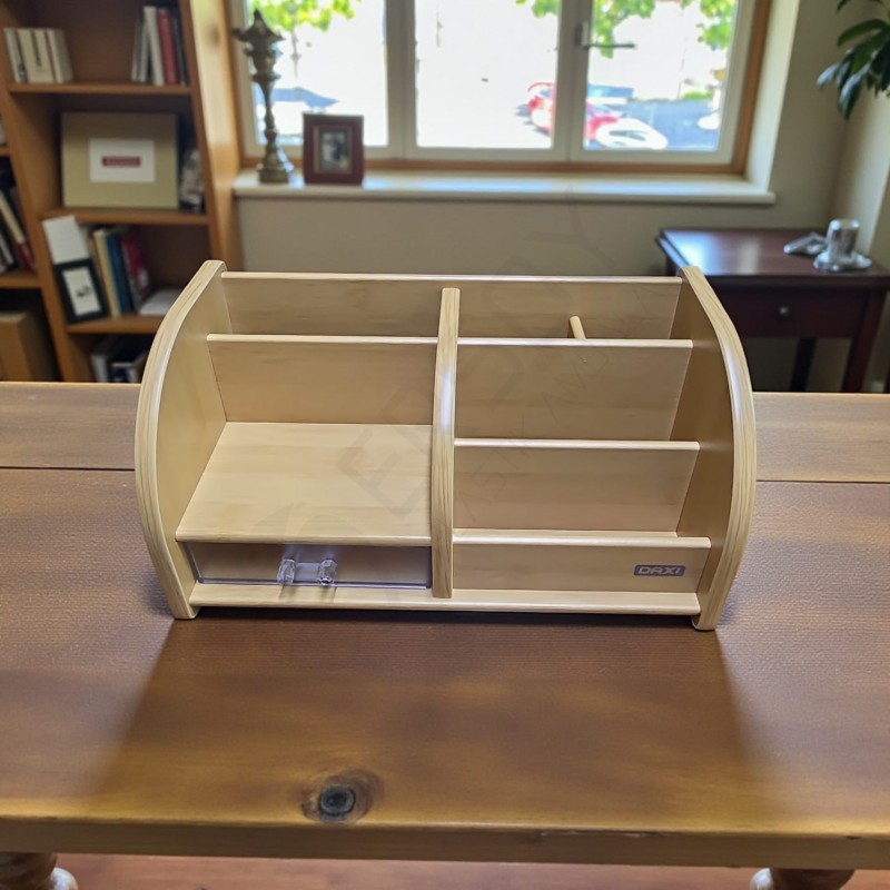 DAXİ Marka Tek Çekmeceli Ahşap Masaüstü Kalemlik (267x142x136 mm)