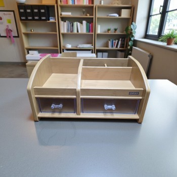 DAXİ Marka Çift Çekmeceli Ahşap Masaüstü Kalemlik (286x176x140 mm)