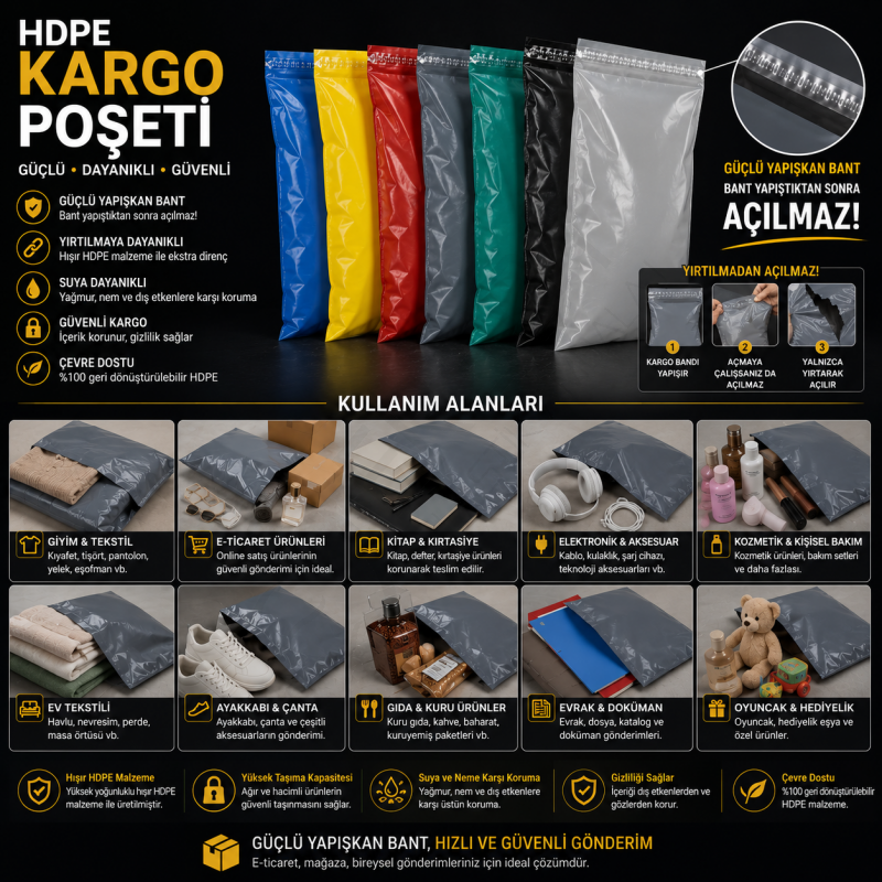 35x50 Kargo Poşeti Siyah 1.000 Adet