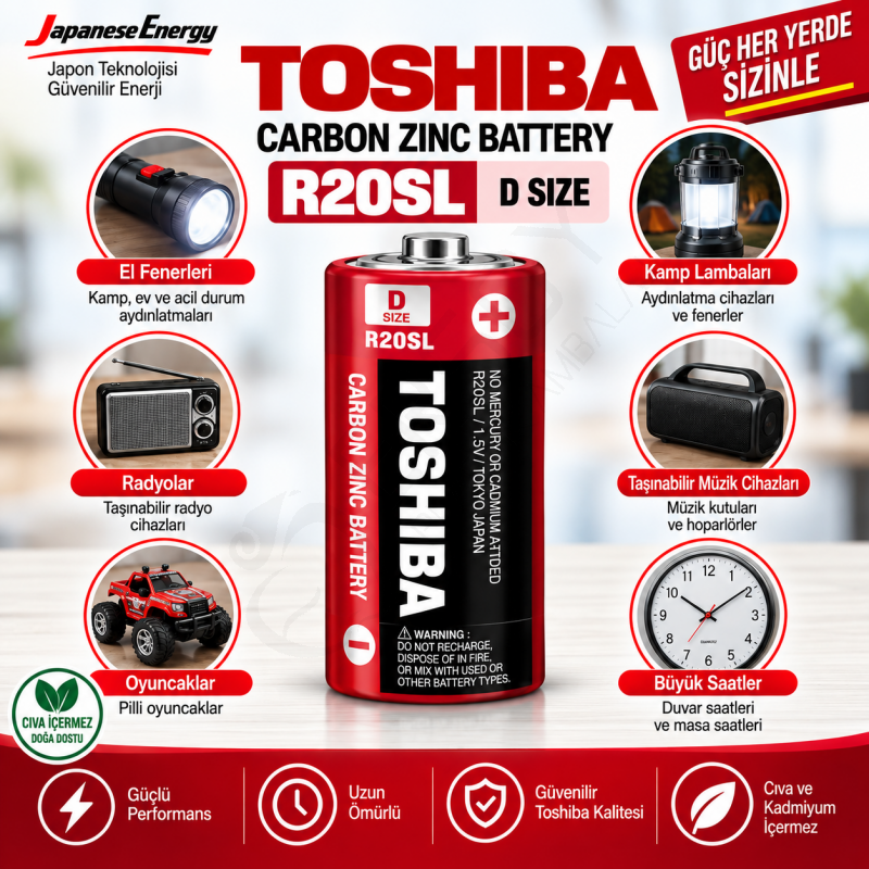 Toshiba R20SL Büyük Pil 2 Adet