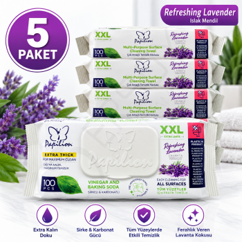 Ferahlatıcı Lavanta Kokulu Islak Temizlik Havlusu 100'lü 5 Paket