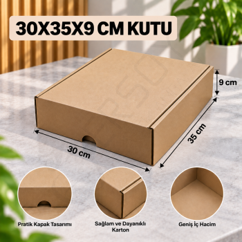 30x35x9 cm Kapaklı E-Ticaret Kargo Kutusu – 50 Adet