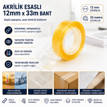Kırtasiye Bandı 12 mm x 33 m