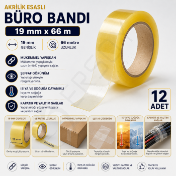 Kırtasiye Bandı 19 mm x 66 m