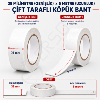 Çift Taraflı Köpük Bant 38mmx5m