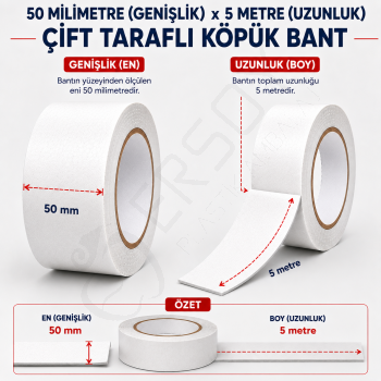 Çift Taraflı Köpük Bant 50mmx5m