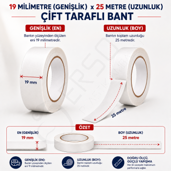 Çift Taraflı Bant 19 mm x 25 m