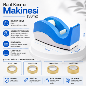 Bant Kesme Makinesi (33mt) Mavi/Beyaz