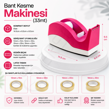 Bant Kesme Makinesi (33mt) Pembe/Beyaz