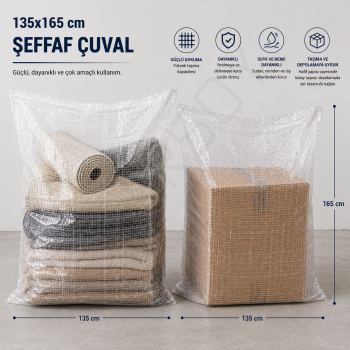 135x165 Şeffaf Çuval 50 Adet