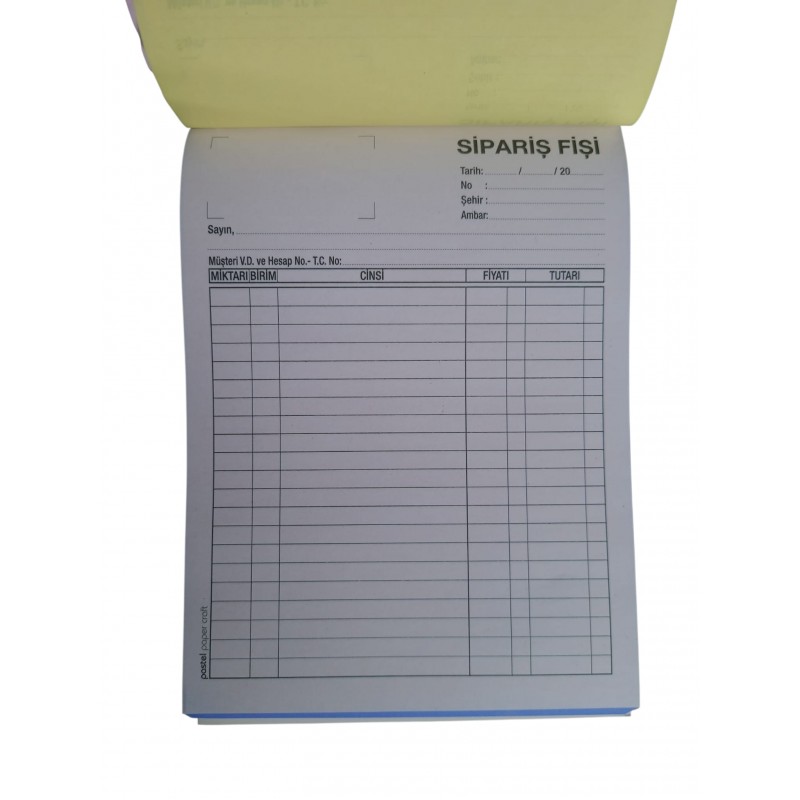 Otokopili 3 Nüsha Sipariş Fişi